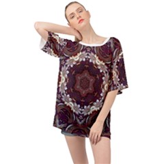 Rosette Kaleidoscope Mosaic Abstract Background Oversized Chiffon Top by Vaneshop