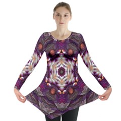 Rosette Kaleidoscope Mosaic Abstract Background Art Long Sleeve Tunic  by Vaneshop