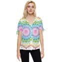 Mandala Pattern Rainbow Pride Bow Sleeve Button Up Top View1