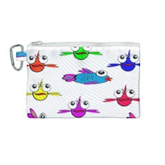 Fish Swim Cartoon Funnycute Canvas Cosmetic Bag (medium) by Sapixe