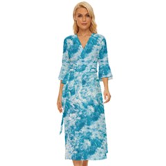 Blue Ocean Wave Texture Midsummer Wrap Dress by Jack14