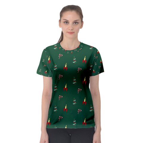 Christmas Green Pattern Background Women s Sport Mesh T-shirt by Pakjumat