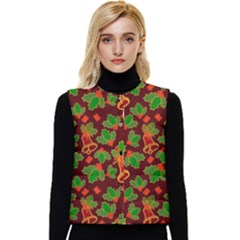 Template Christmas Pattern Women s Button Up Puffer Vest by Pakjumat