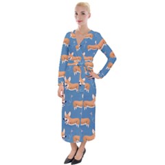 Corgi Patterns Velvet Maxi Wrap Dress by Amaryn4rt