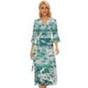 Blue Crashing Ocean Wave Midsummer Wrap Dress View1