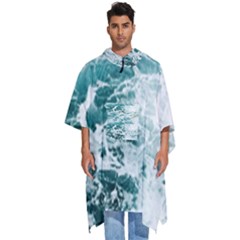 Blue Crashing Ocean Wave Men s Hooded Rain Ponchos by Jack14