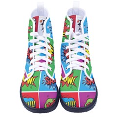 Pop Art Comic Vector Speech Cartoon Bubbles Popart Style With Humor Text Boom Bang Bubbling Expressi Men s High-top Canvas Sneakers by Amaryn4rt