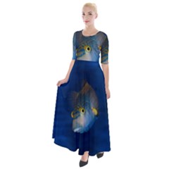 Fish Blue Animal Water Nature Half Sleeves Maxi Dress by Amaryn4rt