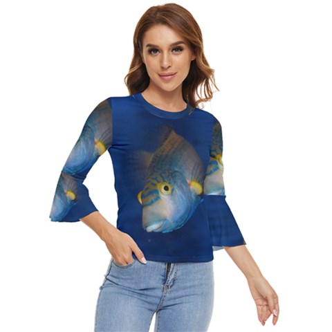 Fish Blue Animal Water Nature Bell Sleeve Top by Amaryn4rt