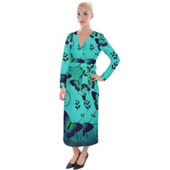 Texture Butterflies Background Velvet Maxi Wrap Dress by Amaryn4rt