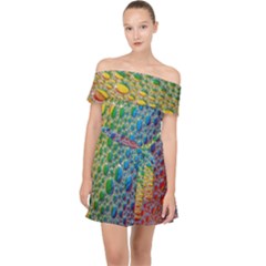 Bubbles Rainbow Colourful Colors Off Shoulder Chiffon Dress by Amaryn4rt