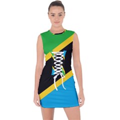 Flag Of Tanzania Lace Up Front Bodycon Dress by Amaryn4rt