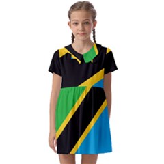 Flag Of Tanzania Kids  Asymmetric Collar Dress by Amaryn4rt