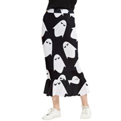 Ghost Halloween Pattern Maxi Fishtail Chiffon Skirt by Amaryn4rt