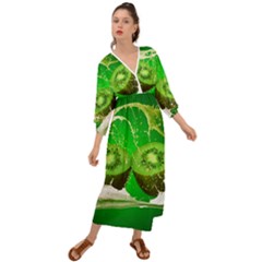 Kiwi Fruit Vitamins Healthy Cut Grecian Style  Maxi Dress by Amaryn4rt