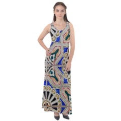 Ceramic-portugal-tiles-wall- Sleeveless Velour Maxi Dress by Amaryn4rt