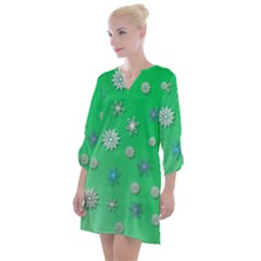 Snowflakes-winter-christmas-overlay Open Neck Shift Dress by Amaryn4rt