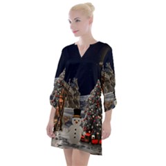 Christmas-landscape Open Neck Shift Dress by Amaryn4rt