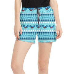 Blue Christmas Vintage Ethnic Seamless Pattern Women s Runner Shorts by Amaryn4rt