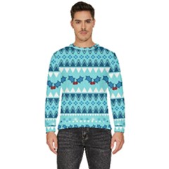 Blue Christmas Vintage Ethnic Seamless Pattern Men s Fleece Sweatshirt by Amaryn4rt