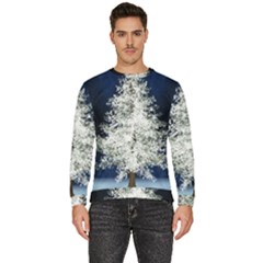 Tree Pine White Starlight Night Winter Christmas Men s Fleece Sweatshirt by Amaryn4rt