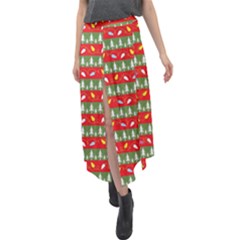 Christmas-papers-red-and-green Velour Split Maxi Skirt by Amaryn4rt