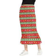 Christmas-papers-red-and-green Maxi Fishtail Chiffon Skirt by Amaryn4rt