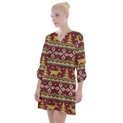 Beautiful-knitted-christmas-pattern Xmas Open Neck Shift Dress by Amaryn4rt