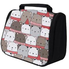 Cute Adorable Bear Merry Christmas Happy New Year Cartoon Doodle Seamless Pattern Full Print Travel Pouch (big) by Amaryn4rt