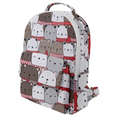 Cute Adorable Bear Merry Christmas Happy New Year Cartoon Doodle Seamless Pattern Flap Pocket Backpack (small) by Amaryn4rt