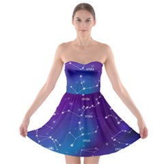 Realistic-night-sky-poster-with-constellations Strapless Bra Top Dress by Amaryn4rt