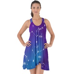 Realistic-night-sky-poster-with-constellations Show Some Back Chiffon Dress by Amaryn4rt