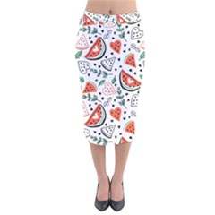 Seamless-vector-pattern-with-watermelons-mint Velvet Midi Pencil Skirt by Amaryn4rt