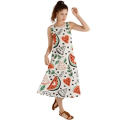 Seamless-vector-pattern-with-watermelons-mint Summer Maxi Dress by Amaryn4rt