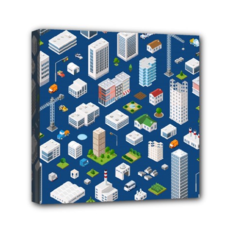 Isometric-seamless-pattern-megapolis Mini Canvas 6  X 6  (stretched) by Amaryn4rt