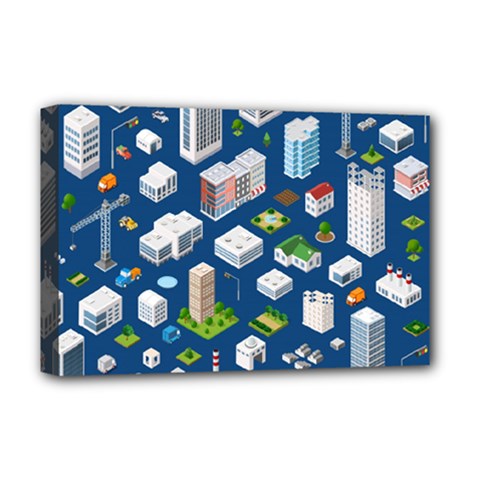 Isometric-seamless-pattern-megapolis Deluxe Canvas 18  X 12  (stretched) by Amaryn4rt