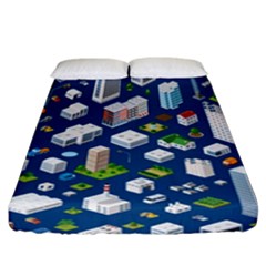 Isometric-seamless-pattern-megapolis Fitted Sheet (california King Size) by Amaryn4rt