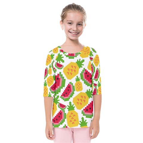 Watermelon-pattern-se-fruit-summer Kids  Quarter Sleeve Raglan T-shirt by Amaryn4rt