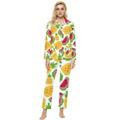 Watermelon-pattern-se-fruit-summer Womens  Long Sleeve Velvet Pocket Pajamas Set by Amaryn4rt