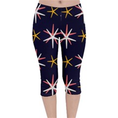 Sea-stars-pattern-sea-texture Velvet Capri Leggings  by Amaryn4rt