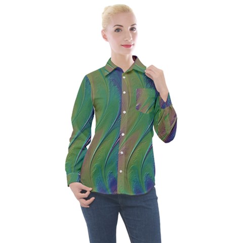 Texture-abstract-background Women s Long Sleeve Pocket Shirt by Amaryn4rt