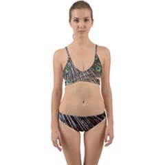 Peacock-feathers-pattern-colorful Wrap Around Bikini Set by Amaryn4rt