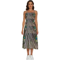 Peacock-feathers-pattern-colorful Sleeveless Shoulder Straps Boho Dress by Amaryn4rt