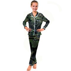 Military-camouflage-design Kids  Satin Long Sleeve Pajamas Set by Amaryn4rt