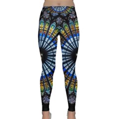 Mandala Floral Wallpaper Rose Window Strasbourg Cathedral France Classic Yoga Leggings by Sarkoni