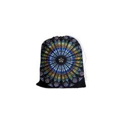 Mandala Floral Wallpaper Rose Window Strasbourg Cathedral France Drawstring Pouch (xs) by Sarkoni