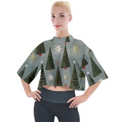 Christmas Trees Pattern Wallpaper Mock Neck T-shirt by Pakjumat