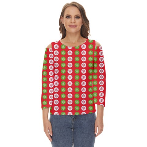 Festive Pattern Christmas Holiday Cut Out Wide Sleeve Top by Pakjumat