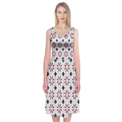 Tile Pattern Design Flowers Midi Sleeveless Dress by Pakjumat