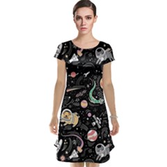 Animals Galaxy Space Cap Sleeve Nightdress by Pakjumat